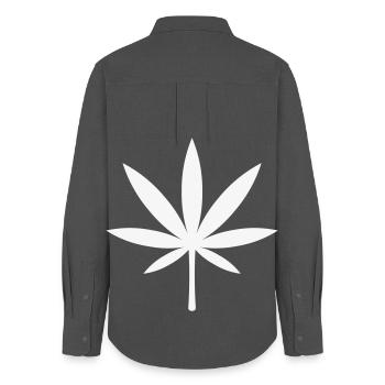 Cannabis / Marihuana / Hanfblatt (White) - Frauen Oxford Hemd - Anthrazit - Hinten - AI Model Female 172 light (172cm)