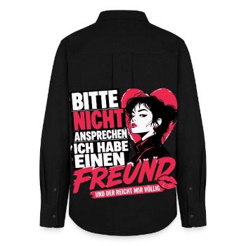 Bitte Nicht Ansprechen ich habe einen Freund  - Frauen Oxford Hemd - Schwarz - Hinten - AI Model Female 172 light (172cm)