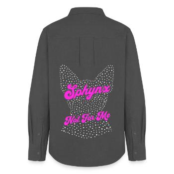Sphynx Katze lustig - Frauen Oxford Hemd - Anthrazit - Hinten - AI Model Female 172 light (172cm)