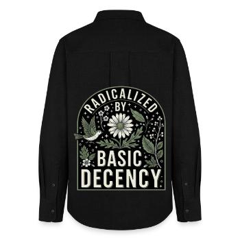Radicalized By Basic Decency Statement Shirt - Women's Oxford Shirt - black - Back - AI Model Female 172 light (172cm)