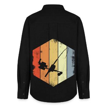 Ange vintage - Chemise Oxford Femme - noir - Dos - AI Model Female 172 light (172cm)