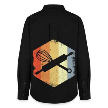 Dough Roll Hand Mixer - Women's Oxford Shirt - black - Back - AI Model Female 172 light (172cm)