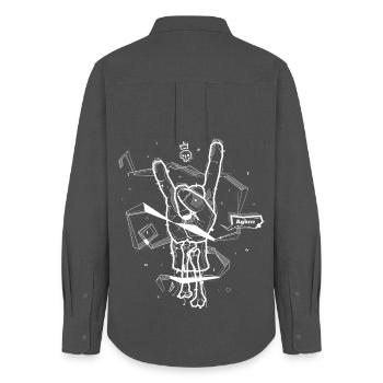 Metal Hand Zombie Illustration Devils Hand W - Women's Oxford Shirt - anthracite - Back - AI Model Female 172 light (172cm)