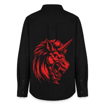 Angry Unicorn Dark Power - Rebellious Magic - Women's Oxford Shirt - black - Back - AI Model Female 172 light (172cm)