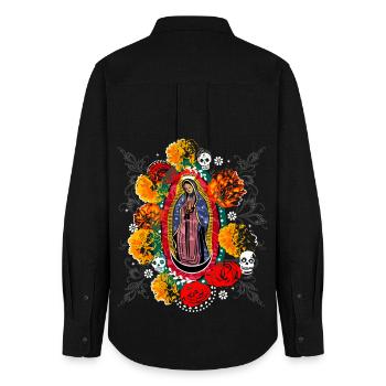 Halloween Day of the Dead Guadalupe - Frauen Oxford Hemd - Schwarz - Hinten - AI Model Female 172 light (172cm)