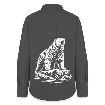 Tribal Eisbär – Wildes Polarbär Motiv - Frauen Oxford Hemd - Anthrazit - Hinten - AI Model Female 172 light (172cm)