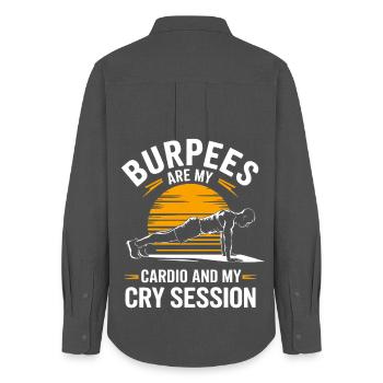 Citations d’instructeurs de Burpees pour l’entraînement en salle de sport - Chemise Oxford Femme - charbon - Dos - AI Model Female 172 light (172cm)