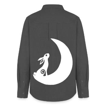 A rabbit on the moon - Women's Oxford Shirt - anthracite - Back - AI Model Female 172 light (172cm)