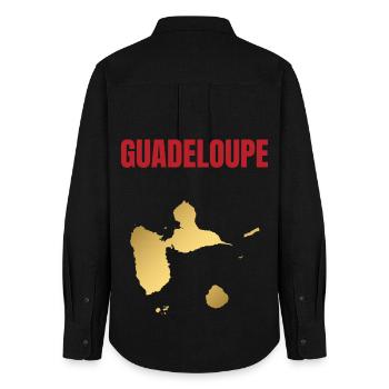 Guadeloupe West Indies Golden Map T-shirt - Women's Oxford Shirt - black - Back - AI Model Female 172 light (172cm)