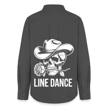 Skeleton with cowboy hat and rose - Women's Oxford Shirt - anthracite - Back - AI Model Female 172 light (172cm)
