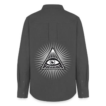 illuminati sehendes Auge erleuchtet fun cool love - Frauen Oxford Hemd - Anthrazit - Hinten - AI Model Female 172 light (172cm)