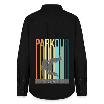 Parkour Retro - Frauen Oxford Hemd - Schwarz - Hinten - AI Model Female 172 light (172cm)