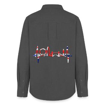 Londres Coeur Skyline Angleterre Coeur Union Jack - Chemise Oxford Femme - charbon - Dos - AI Model Female 172 light (172cm)