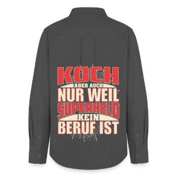Koch Superheld - Frauen Oxford Hemd - Anthrazit - Hinten - AI Model Female 172 light (172cm)