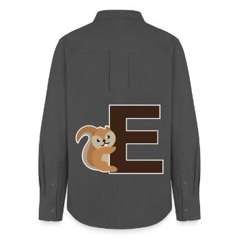 An E like the squirrel that hangs on the E - Women's Oxford Shirt - anthracite - Back - AI Model Female 172 light (172cm)