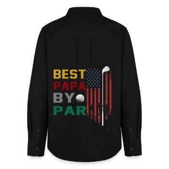 bester papa von par lustigem golf - Frauen Oxford Hemd - Schwarz - Hinten - AI Model Female 172 light (172cm)