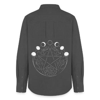 Pentagram phases de lune Sorcellerie Occulte Wicca - Chemise Oxford Femme - charbon - Dos - AI Model Female 172 light (172cm)