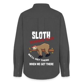 Lustiger Sloth Laufteam Design - Frauen Oxford Hemd - Anthrazit - Hinten - AI Model Female 172 light (172cm)