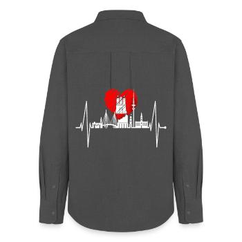 Hamburg Skyline Herzschlag Hamburger Liebe Fan - Frauen Oxford Hemd - Anthrazit - Hinten - AI Model Female 172 light (172cm)
