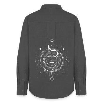 Serpents Lune Phase Occulte Wicca Goth Clothes - Chemise Oxford Femme - charbon - Dos - AI Model Female 172 light (172cm)