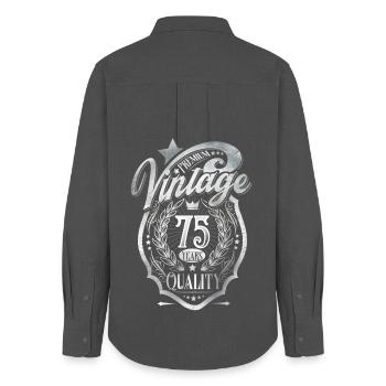 75th Birthday Vintage - Women's Oxford Shirt - anthracite - Back - AI Model Female 172 light (172cm)
