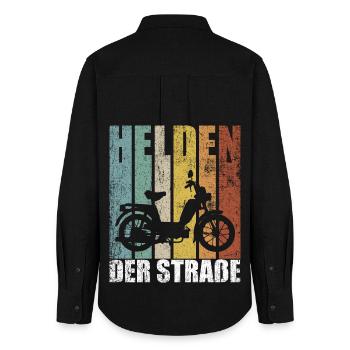 Helden der Straße Mofa 25 Kmh Mofafahrer Moped - Frauen Oxford Hemd - Schwarz - Hinten - AI Model Female 172 light (172cm)