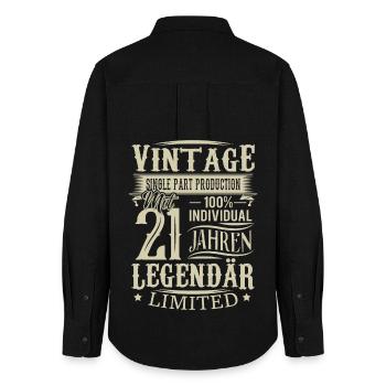 21. Geburtstag Vintage Legendär - Frauen Oxford Hemd - Schwarz - Hinten - AI Model Female 172 light (172cm)