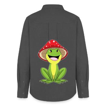 Frog Mushroom - Women's Oxford Shirt - anthracite - Back - AI Model Female 172 light (172cm)
