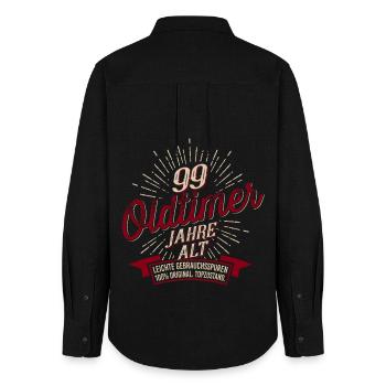99. Geburtstag Oldtimer - Frauen Oxford Hemd - Schwarz - Hinten - AI Model Female 172 light (172cm)