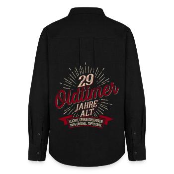 29. Geburtstag Oldtimer - Frauen Oxford Hemd - Schwarz - Hinten - AI Model Female 172 light (172cm)