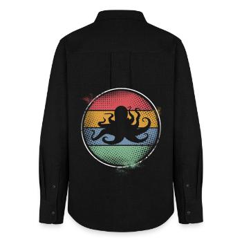 Octopus Octopus Octopus Marine Animal - Women's Oxford Shirt - black - Back - AI Model Female 172 light (172cm)