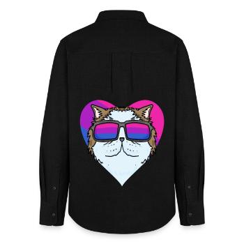Chat persan bisexuel - Chat avec lunettes - Chemise Oxford Femme - noir - Dos - AI Model Female 172 light (172cm)
