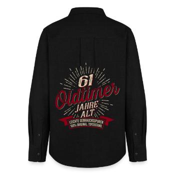 61. Geburtstag Oldtimer - Frauen Oxford Hemd - Schwarz - Hinten - AI Model Female 172 light (172cm)