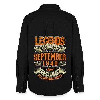 1940 September Birthday Legend - Women's Oxford Shirt - black - Back - AI Model Female 172 light (172cm)