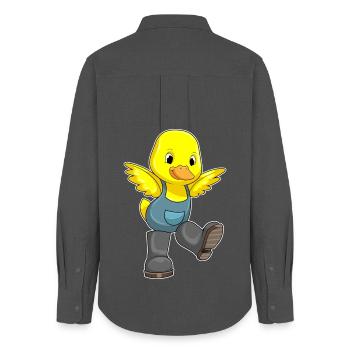 Ente Landwirt Bauernhof - Frauen Oxford Hemd - Anthrazit - Hinten - AI Model Female 172 light (172cm)