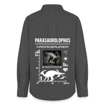 Parasaurolophus Dinosaur Type Data - Women's Oxford Shirt - anthracite - Back - AI Model Female 172 light (172cm)
