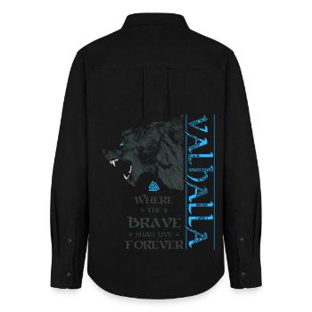 Grizzlybär Valhalla Wikinger Bär Wotansknoten - Frauen Oxford Hemd - Schwarz - Hinten - AI Model Female 172 light (172cm)