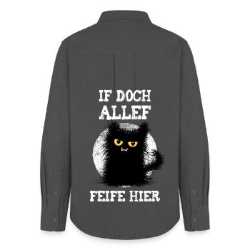Allef Feife Ici Wuschelige Chat Muffle Pussy Mieze - Chemise Oxford Femme - charbon - Dos - AI Model Female 172 light (172cm)