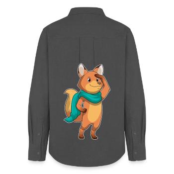 Fox Scarf - Women's Oxford Shirt - anthracite - Back - AI Model Female 172 light (172cm)