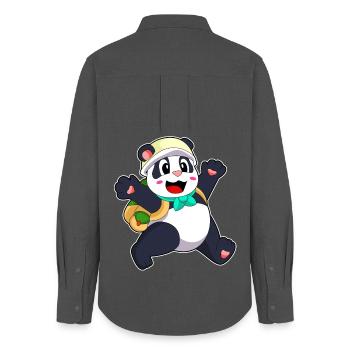 Panda Student Backpack School - Women's Oxford Shirt - anthracite - Back - AI Model Female 172 light (172cm)