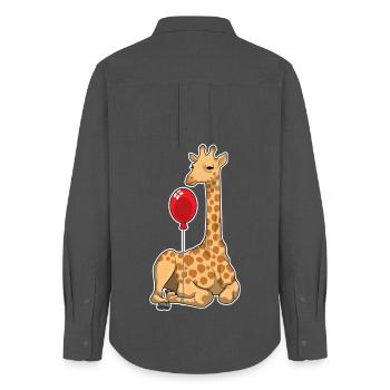 Giraffe Luftballon - Frauen Oxford Hemd - Anthrazit - Hinten - AI Model Female 172 light (172cm)