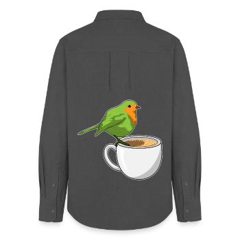 Vogel Kaffee Tasse - Frauen Oxford Hemd - Anthrazit - Hinten - AI Model Female 172 light (172cm)