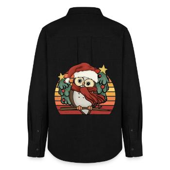 Süße Weihnachtseule Weihnachten Eule Geschenk - Frauen Oxford Hemd - Schwarz - Hinten - AI Model Female 172 light (172cm)