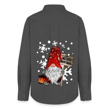 Christmas Dwarf Christmas Gnome with snowflakes - Women's Oxford Shirt - anthracite - Back - AI Model Female 172 light (172cm)