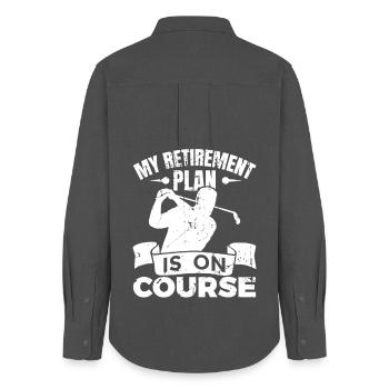 Golfer Retirement - Women's Oxford Shirt - anthracite - Back - AI Model Female 172 light (172cm)