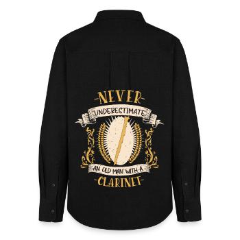 Clarinet Musician Instrument Brass Music Gift - Women's Oxford Shirt - black - Back - AI Model Female 172 light (172cm)