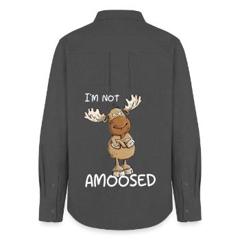 Funny Moose I Moose I Deer Reindeer Pun - Women's Oxford Shirt - anthracite - Back - AI Model Female 172 light (172cm)