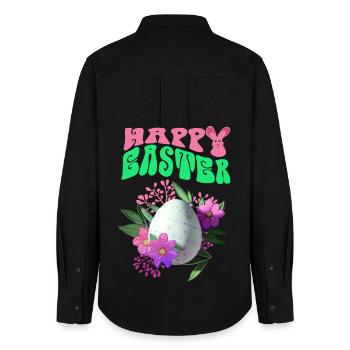 Joyeux Easter Easter Egg Art floral - Chemise Oxford Femme - noir - Dos - AI Model Female 172 light (172cm)