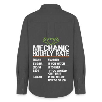 Mechanic hourly rate Mechanic worker Labor Rates - Women's Oxford Shirt - anthracite - Back - AI Model Female 172 light (172cm)