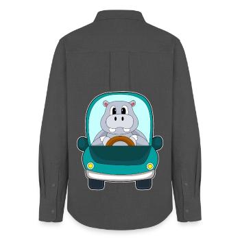 Hippopotamus Car - Women's Oxford Shirt - anthracite - Back - AI Model Female 172 light (172cm)